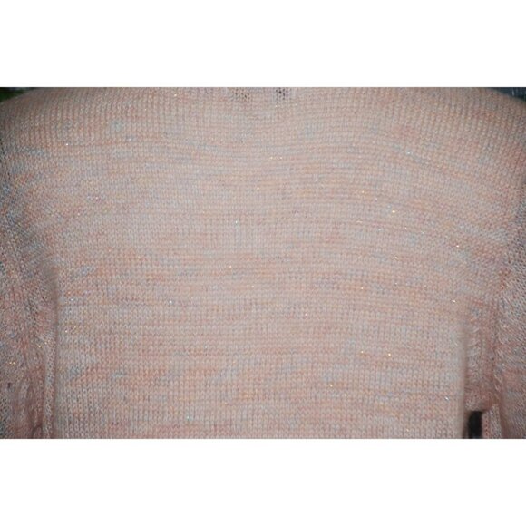 Kensie Nordstrom Faux Wrap Size M Pink Metallic Sparkle Sweater V-Neck Thin Knit - Picture 9 of 12